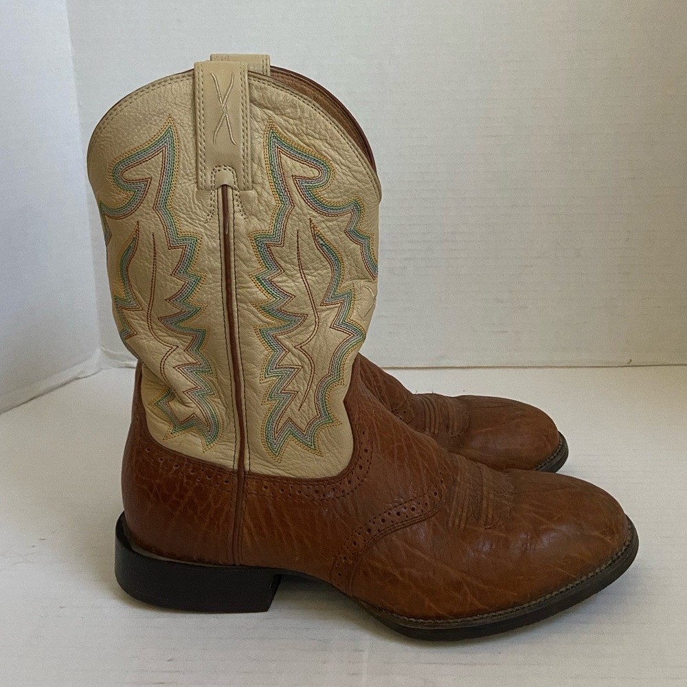 Twisted X Cowboy Boots Mens Brown Leather Western Shoes Size 9.5D Yellow Tan